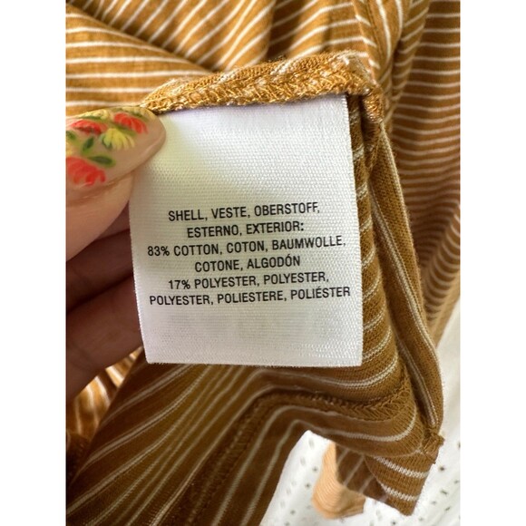 MaEve Anthropologie NWT Kenley Mini Pleats Neckline Stripe Long Sleeve Top L - Picture 7 of 8